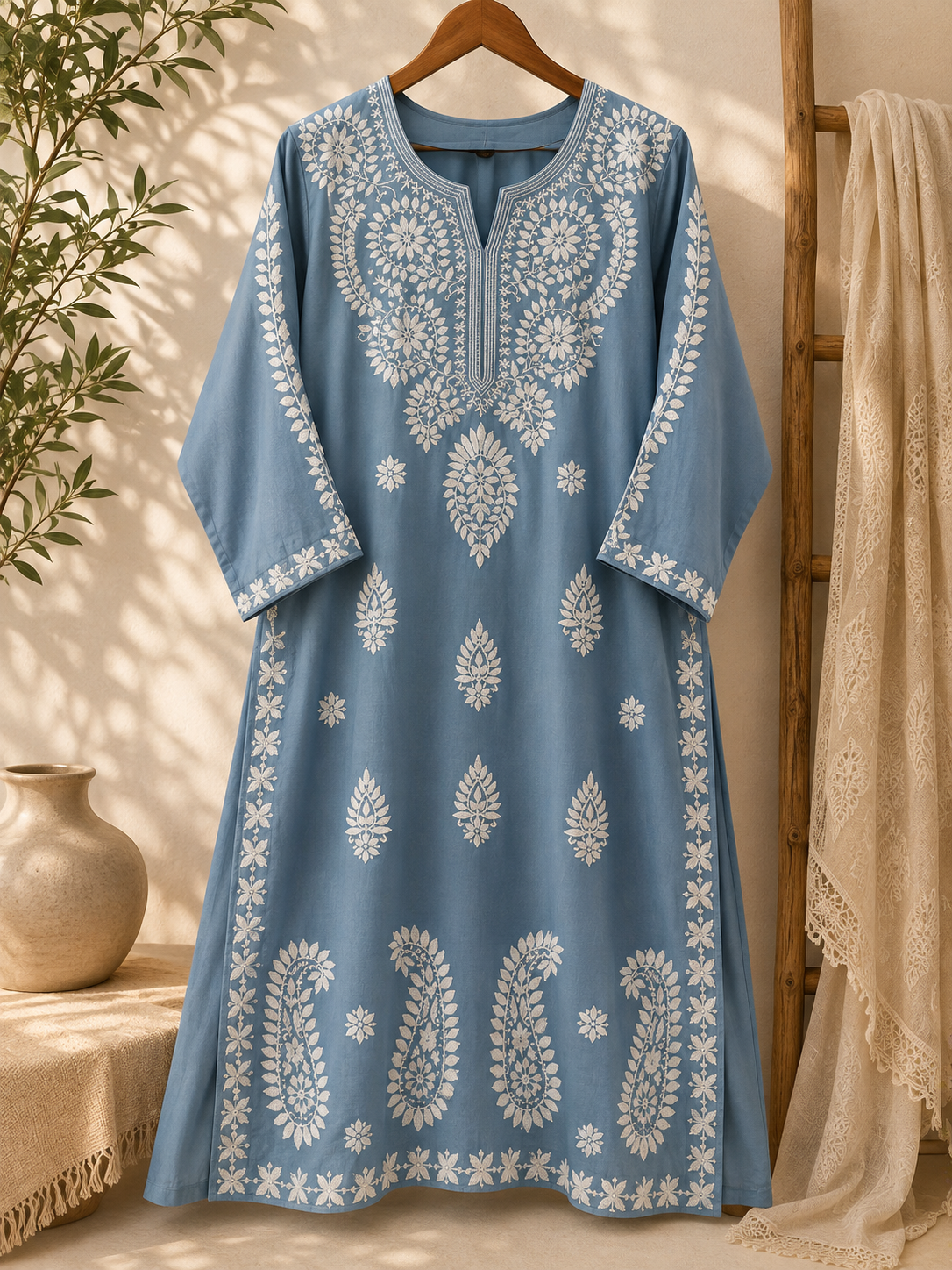 file_000000006a4c8211ba59fd82f3b751f2 Chikankari kurti set - Image 1